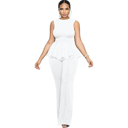 Cap Point Dinanga Summer Sleeveless Ruffle Zipper Long Jumpsuit