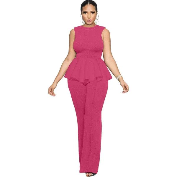 Cap Point Dinanga Summer Sleeveless Ruffle Zipper Long Jumpsuit