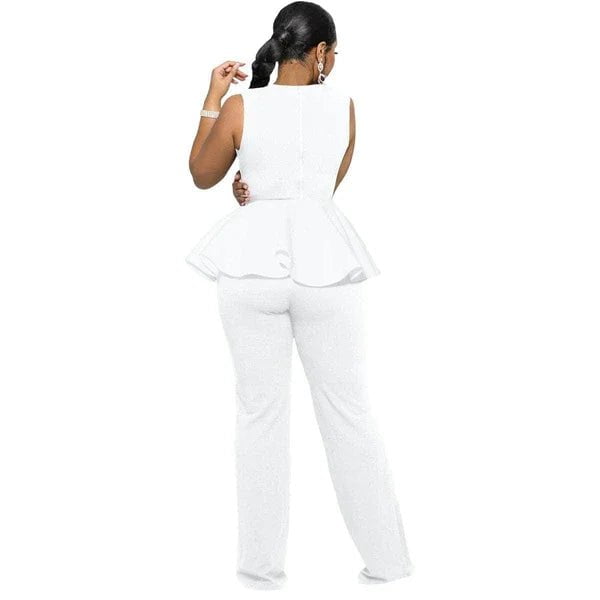 Cap Point Dinanga Summer Sleeveless Ruffle Zipper Long Jumpsuit
