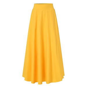 Cap Point Eleanne Elegant A-line High Waist Solid Maxi Skirt