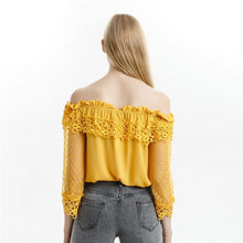 Load image into Gallery viewer, Cap Point Elegant crochet lace patchwork sleeve blouse
