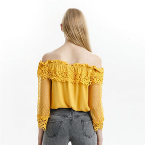 Cap Point Elegant crochet lace patchwork sleeve blouse