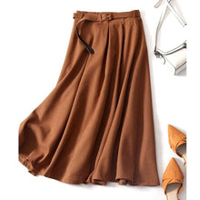 Load image into Gallery viewer, Cap Point Elegant High Waist Pleated Solid A-Line Long Skirt With Belt
