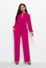 Load image into Gallery viewer, Cap Point Elegant Long Sleeve Waist Belt Wide-leg Jumpsuit With Pocket
