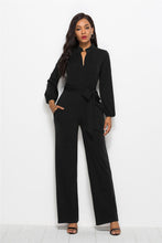 Load image into Gallery viewer, Cap Point Elegant Long Sleeve Waist Belt Wide-leg Jumpsuit With Pocket
