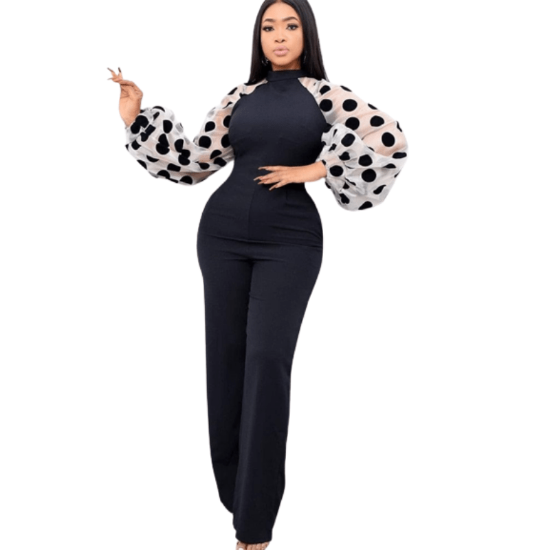 Cap Point Elegant Office Lady Patchwork Sleeves Jumpsuit