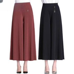 Cap Point Elegant Oversize Calf-Length Wide Leg Pants Skirt