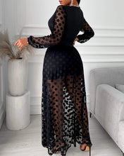 Load image into Gallery viewer, Cap Point Elegant Polkadot Print Wrap Long Sleeve Maxi Dress
