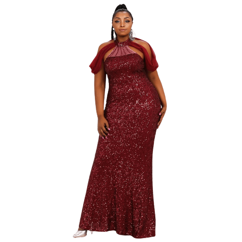 Cap Point Elegant Sleeveless Sequin Evening Maxi Dress