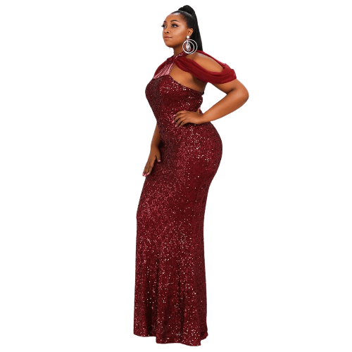 Cap Point Elegant Sleeveless Sequin Evening Maxi Dress