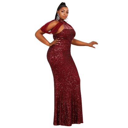 Cap Point Elegant Sleeveless Sequin Evening Maxi Dress