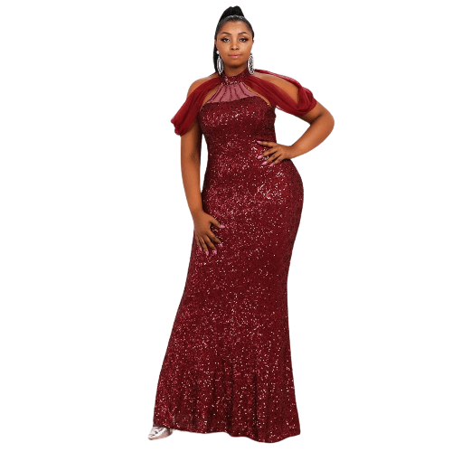 Cap Point Elegant Sleeveless Sequin Evening Maxi Dress