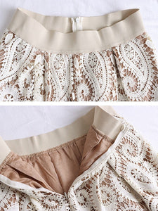 Cap Point Elegant Vintage Midi Hollow Out Lace Skirt