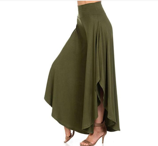 Cap Point Elegant Vintage Ruffle High Waist Wide Leg Pleated Pants