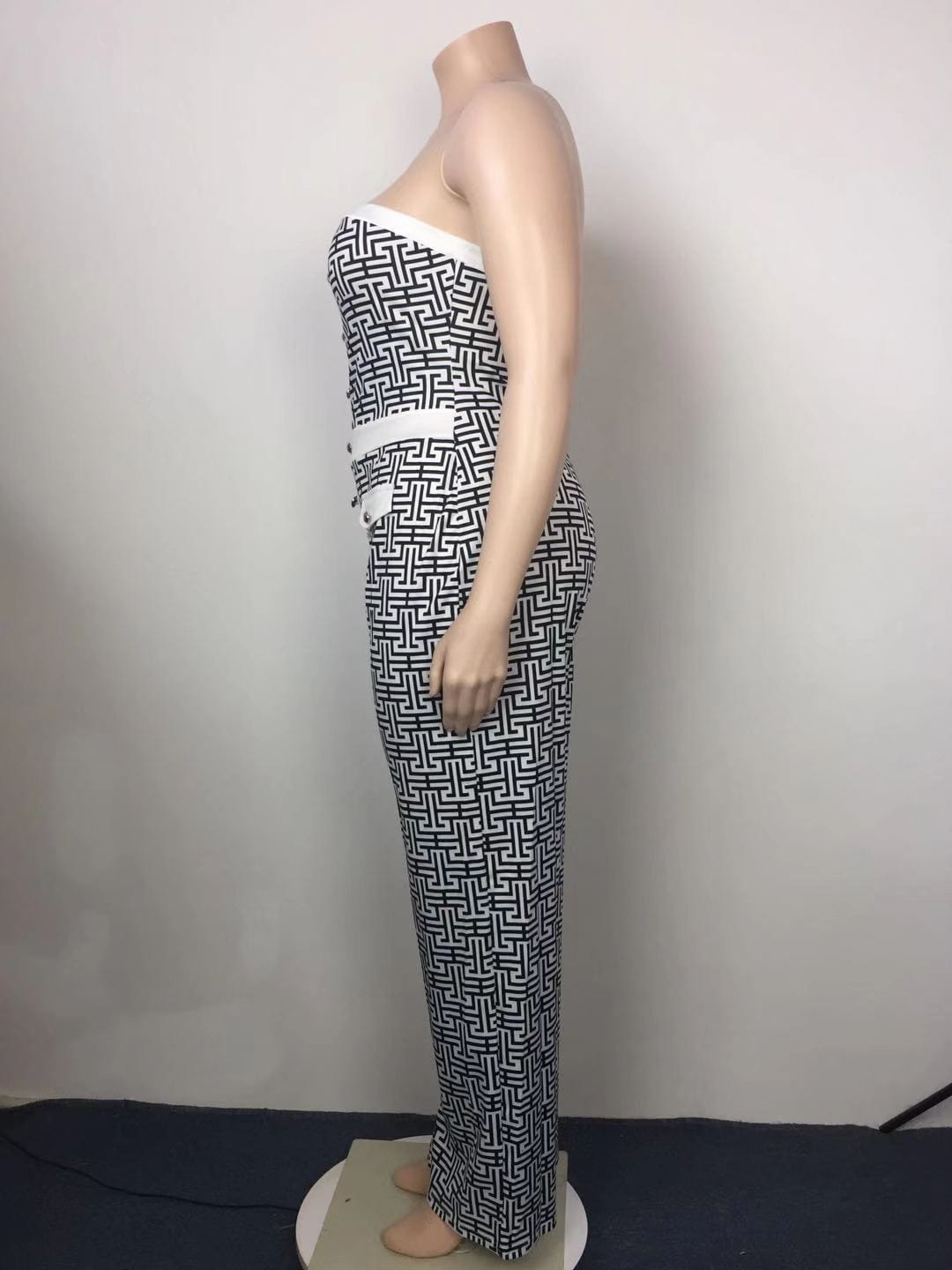 Cap Point Elianne Chest Wrap Patcwork Loose Wide Leg One Piece Romper