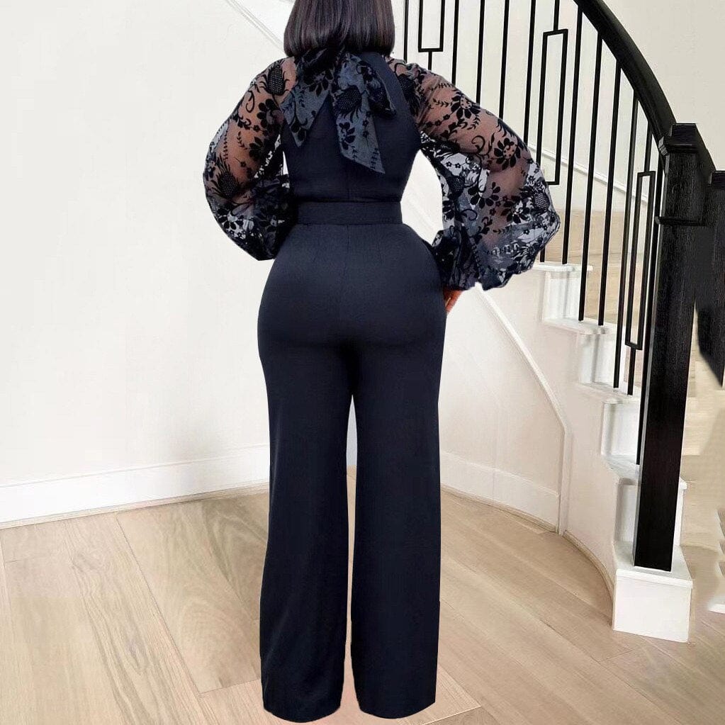 Cap Point Elianne Lantern Sleeve High Waisted Solid Fashion Jumpsuit