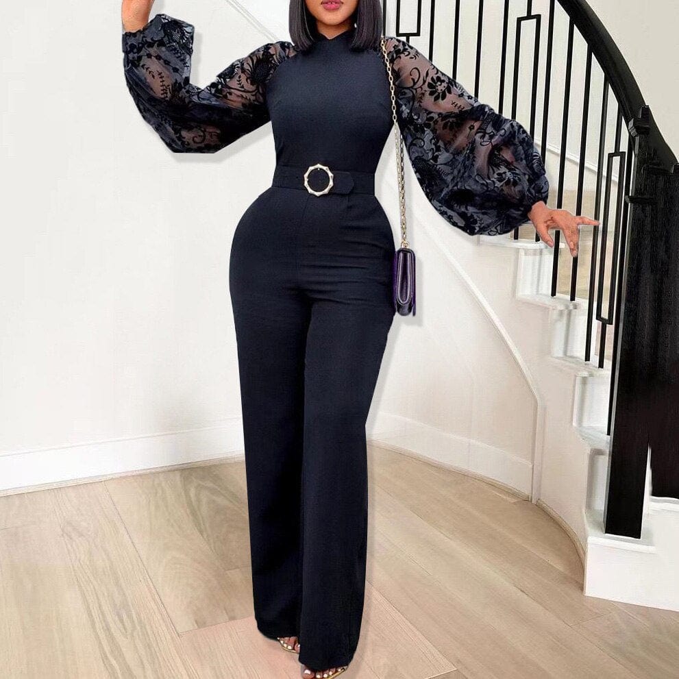 Cap Point Elianne Lantern Sleeve High Waisted Solid Fashion Jumpsuit