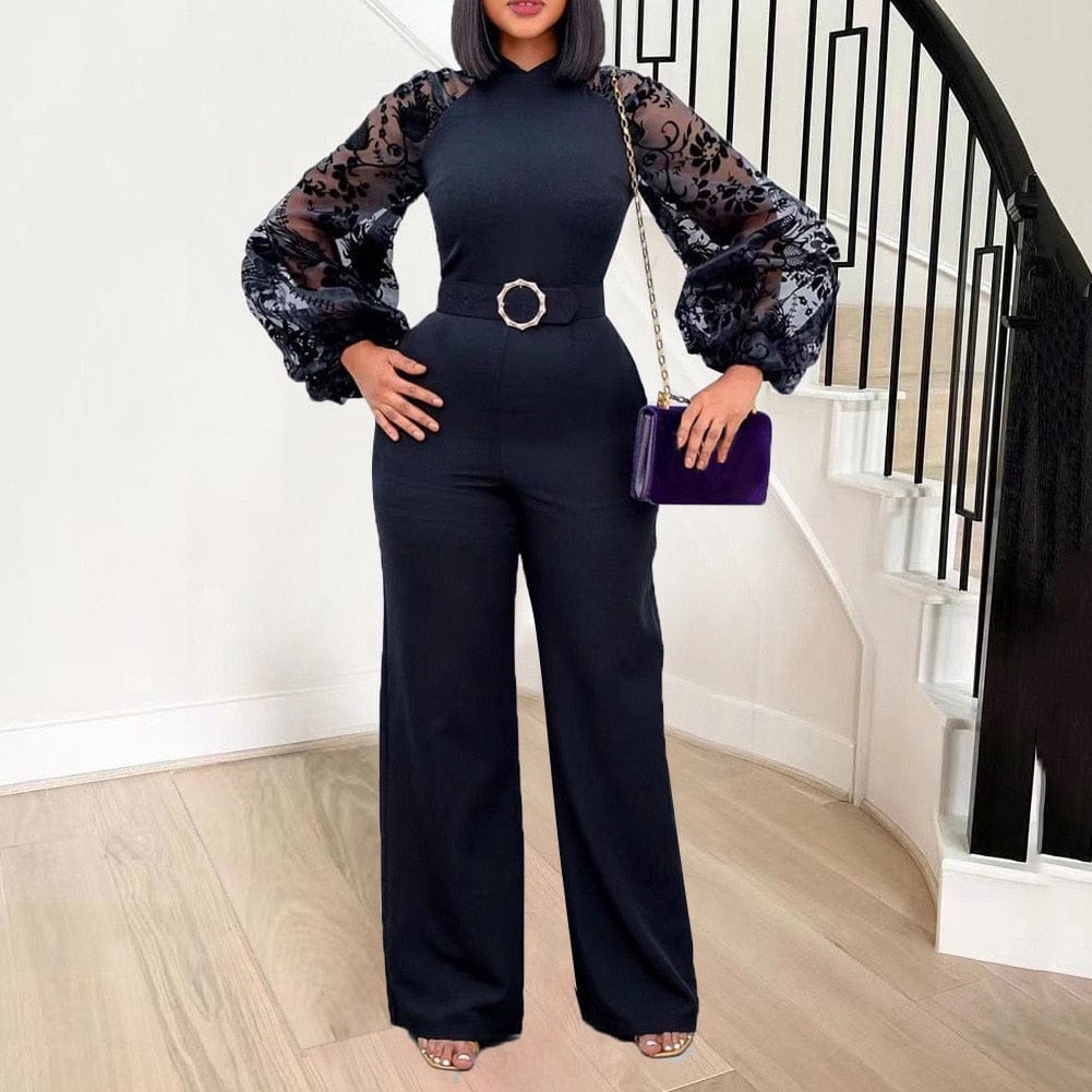 Cap Point Elianne Lantern Sleeve High Waisted Solid Fashion Jumpsuit