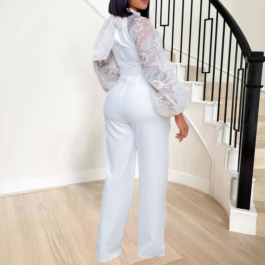 Cap Point Elianne Lantern Sleeve High Waisted Solid Fashion Jumpsuit