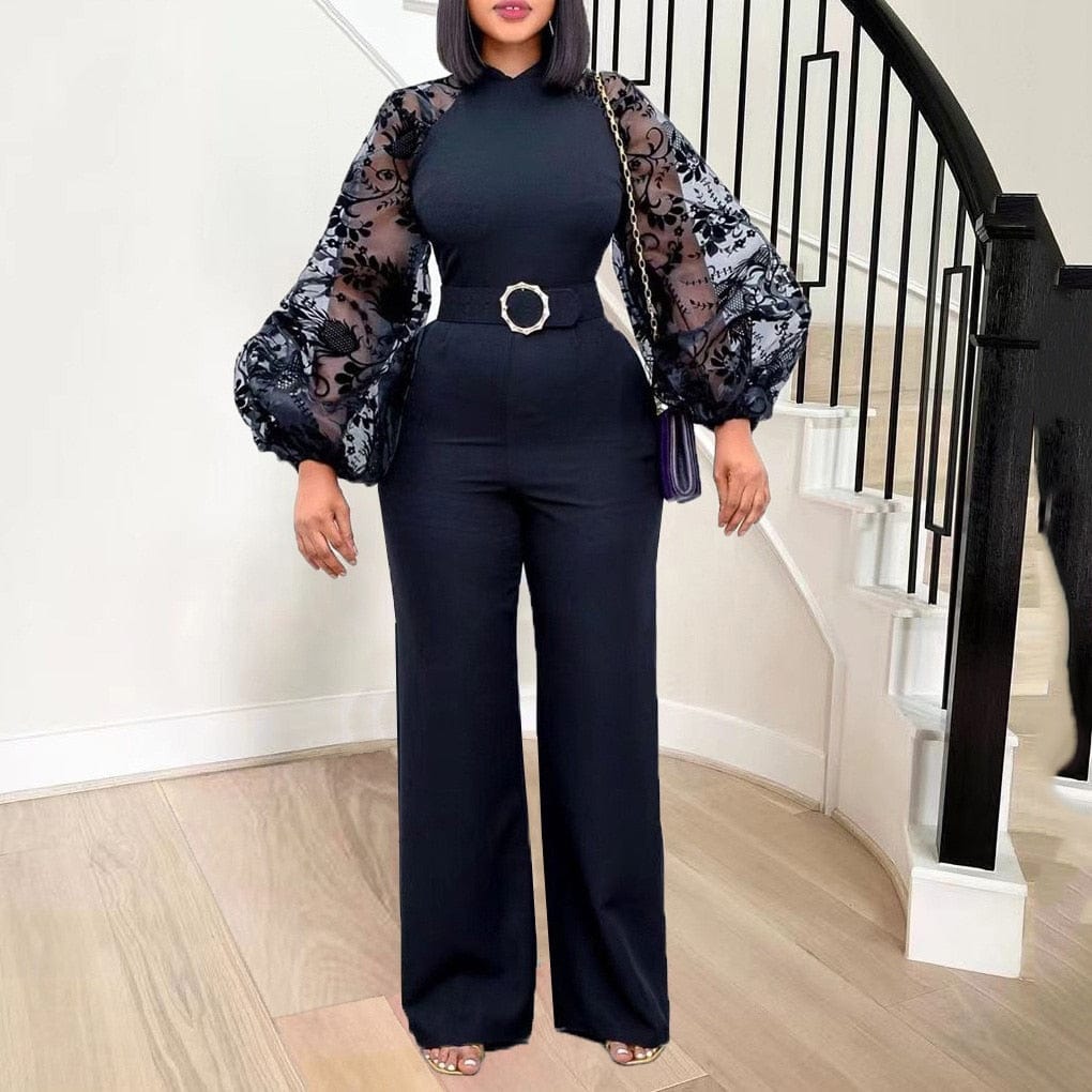 Cap Point Elianne Lantern Sleeve High Waisted Solid Fashion Jumpsuit