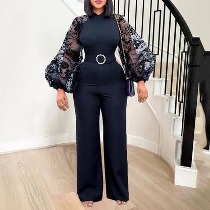 Cap Point Elianne Lantern Sleeve High Waisted Solid Fashion Jumpsuit