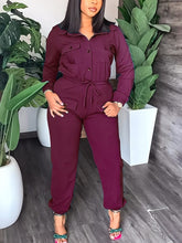 Load image into Gallery viewer, Cap Point Elianne Long Sleeve Button Up Slim Jumpsuit
