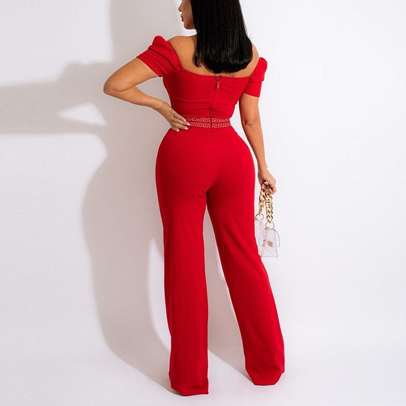 Cap Point Elianne Short Sleeve Off Shoulder Casual Jumpsuit