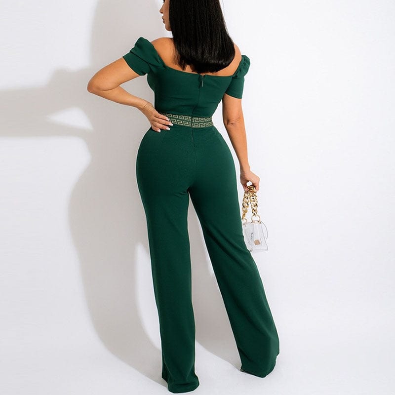 Cap Point Elianne Short Sleeve Off Shoulder Casual Jumpsuit