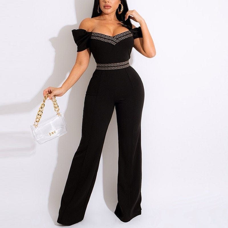 Cap Point Elianne Short Sleeve Off Shoulder Casual Jumpsuit