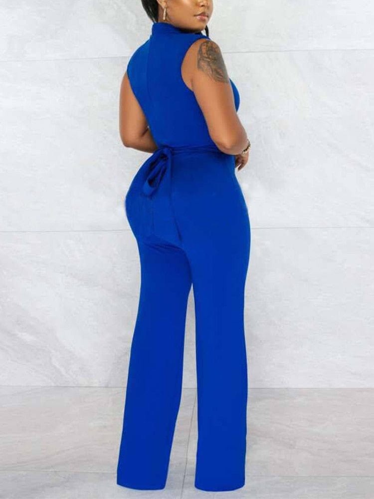 Cap Point Elianne Sleeveless Casual Chain Lace Up Slim Jumpsuit