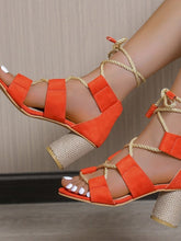 Load image into Gallery viewer, Cap Point Elroy Summer Chunky Designer Weave Ankle Lace Slides Sandals
