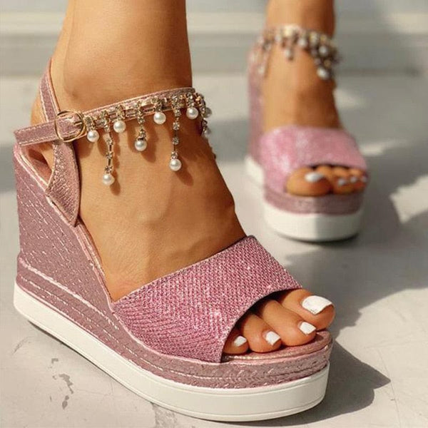 Cap Point Elsa Summer Bead Studded Detail Platform Sandals