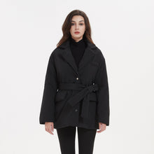 Load image into Gallery viewer, Cap Point Emery Elegant Single Breasted Notched Parkas Tie Belt Cotton Jacket
