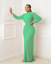 Load image into Gallery viewer, Cap Point Emilie Long Dress Solid Full Sleeve O-neck Strechy A-line Maxi Dress
