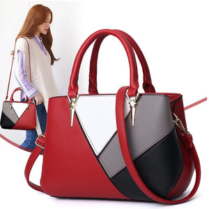 Cap Point European Designer Shoulder Stitching solid color PU Leather Handbag