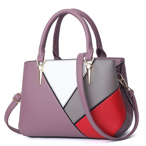 Cap Point European Designer Shoulder Stitching solid color PU Leather Handbag