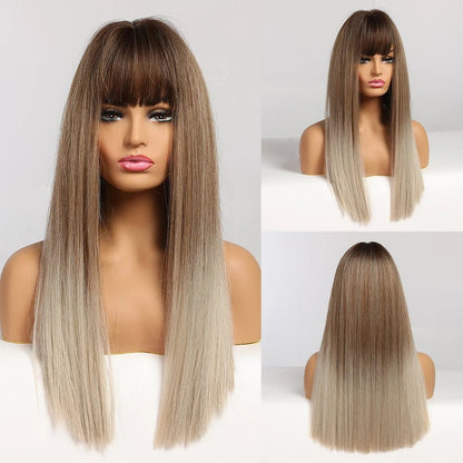 Cap Point F / One size fits all Amanda Long Straight Synthetic Wigs