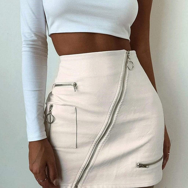 Cap Point Fashion PU Leather Hip Zipper Skirt