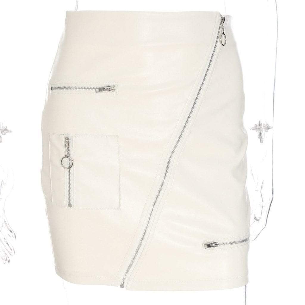 Cap Point Fashion PU Leather Hip Zipper Skirt