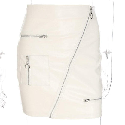 Cap Point Fashion PU Leather Hip Zipper Skirt
