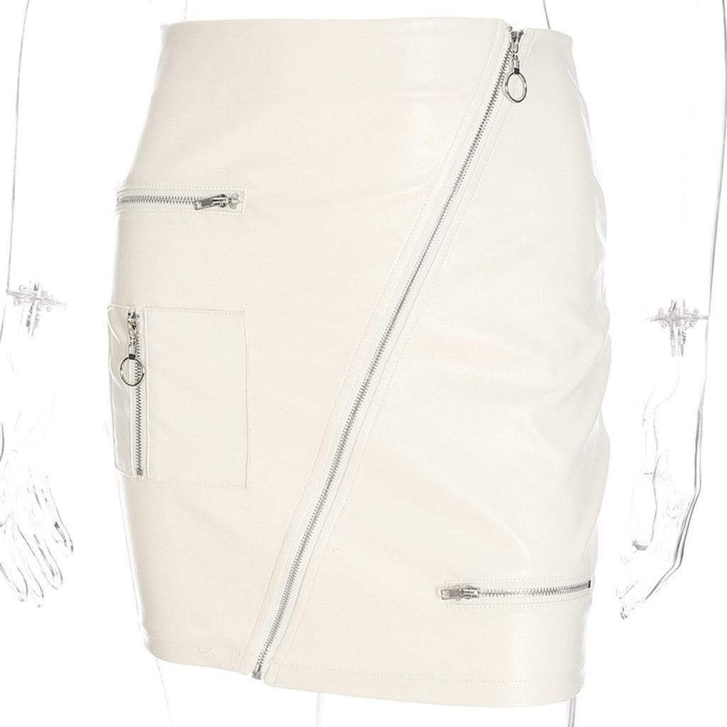 Cap Point Fashion PU Leather Hip Zipper Skirt