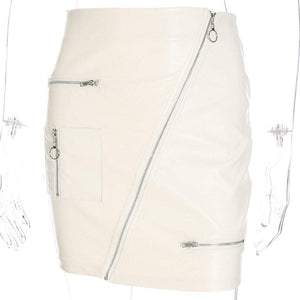 Cap Point Fashion PU Leather Hip Zipper Skirt
