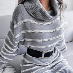 Cap Point Fashion Turtleneck Knitted Sweater Dress