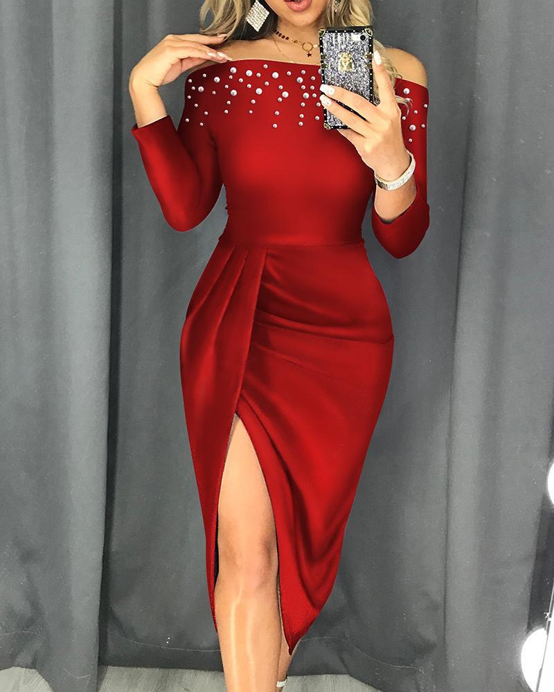 Cap Point Fashionable Elegant Off Shoulder Ruched Evening Dress