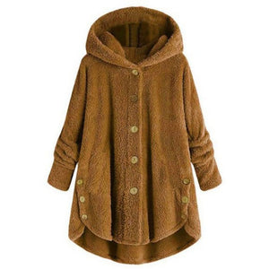 Cap Point Faux Fur Hooded Coat Plush Velvet Jacket