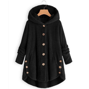 Cap Point Faux Fur Hooded Coat Plush Velvet Jacket