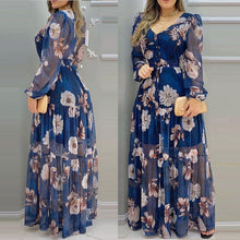 Load image into Gallery viewer, Cap Point Floral Print sexy V-Neck Chiffon Maxi Dress
