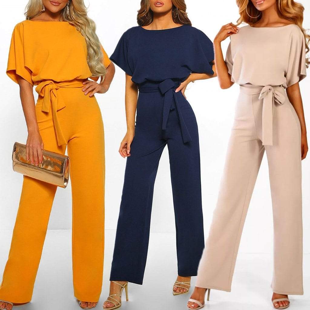Cap Point Francisca Sexy Belted Jumpsuits
