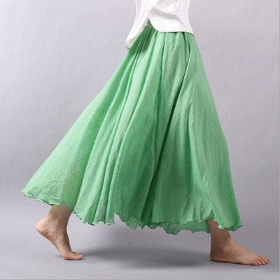 Cap Point Fruit green / M Bohemian Beach Empire A-line Pleated Maxi Skirt