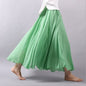Cap Point Fruit green / M Bohemian Beach Empire A-line Pleated Maxi Skirt